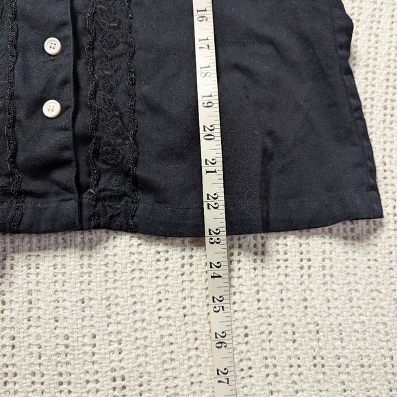 VTG Goth Kar-a-Van Embroidered Beaded Button Up Shirt LS Black Women's Large - Picture 6 of 8